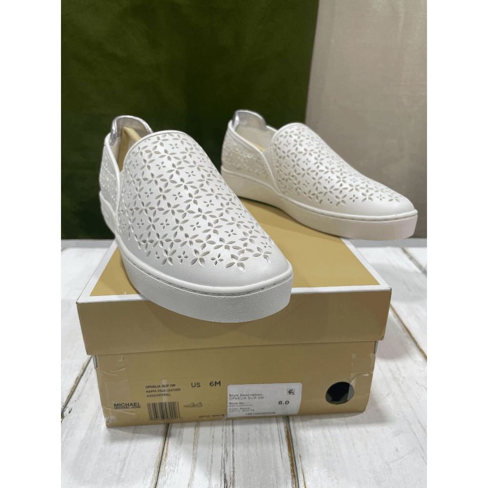 MICHAEL Michael Kors Women's Ophelia Perforated Faux Leather Sneakers - White 6M
